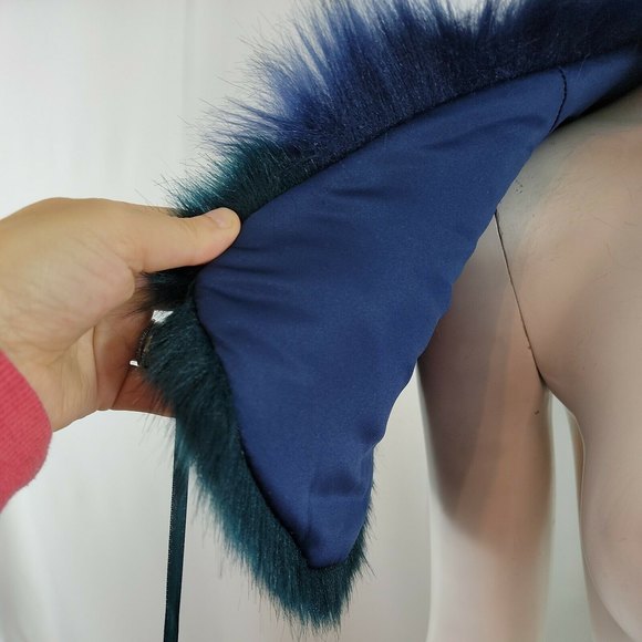 BP Navy Blue Faux Fur Scarf - Picture 7 of 7